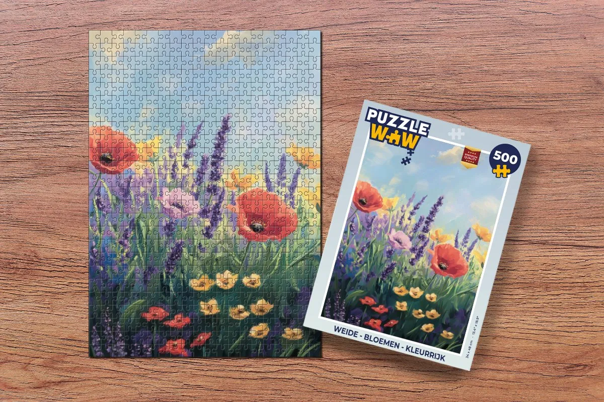 PuzzleWow Weide Bloemen Legpuzzel 500 Stuks - Klaprozen