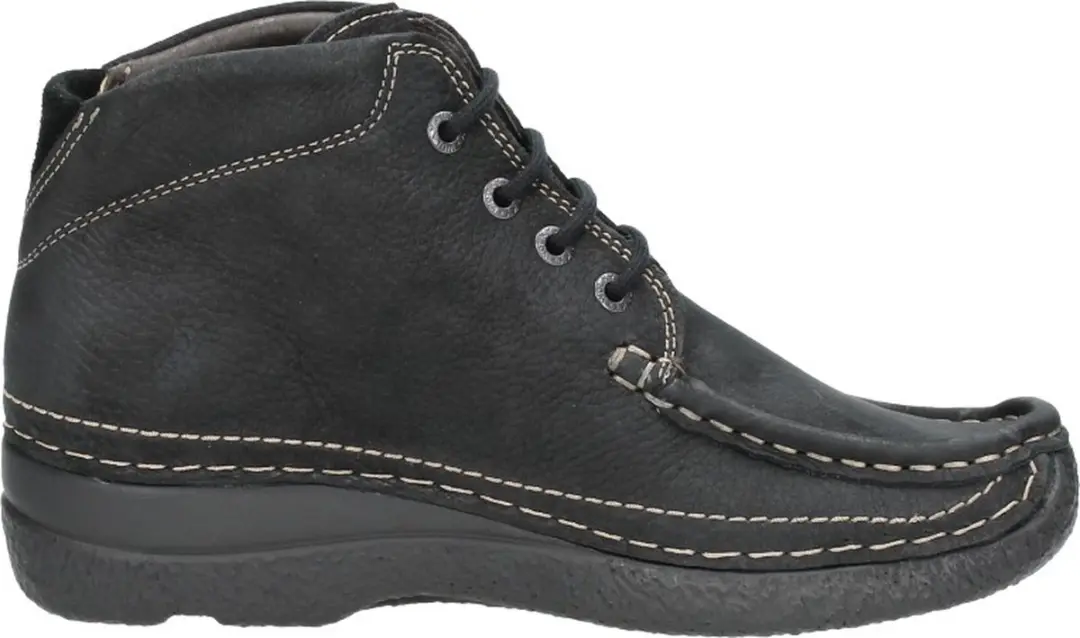 Wolky Dames Hoge veterschoenen 06242 Roll Shoot Zwart