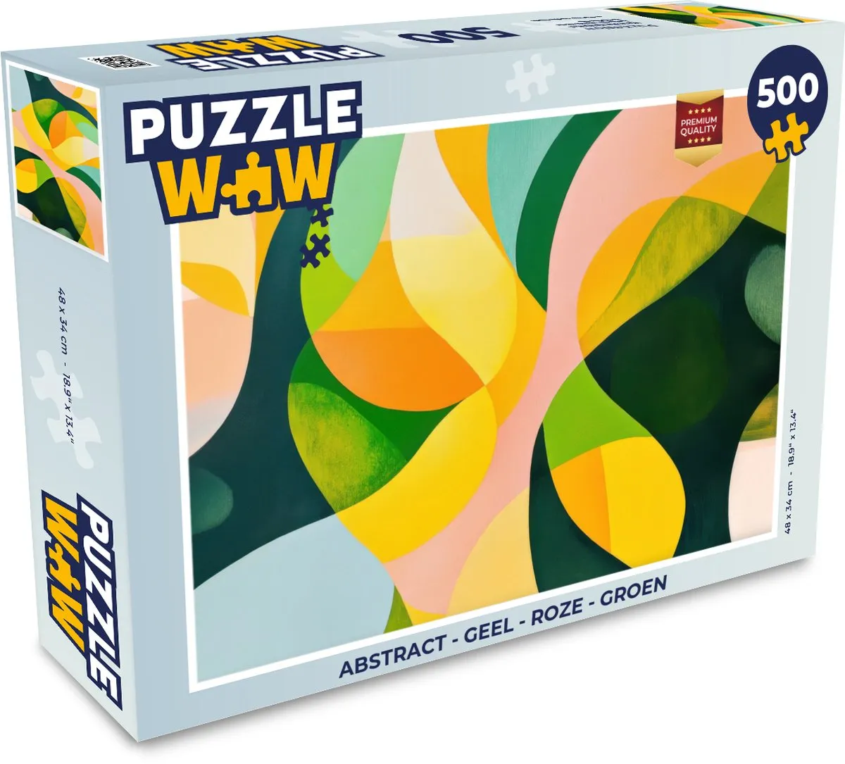 PuzzleWow Abstract Legpuzzel 500 Stuks - Geel/Roze/ Groen