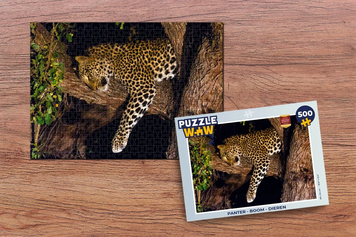 PuzzleWow Panter Boom Legpuzzel 500 Stuks - Multicolor