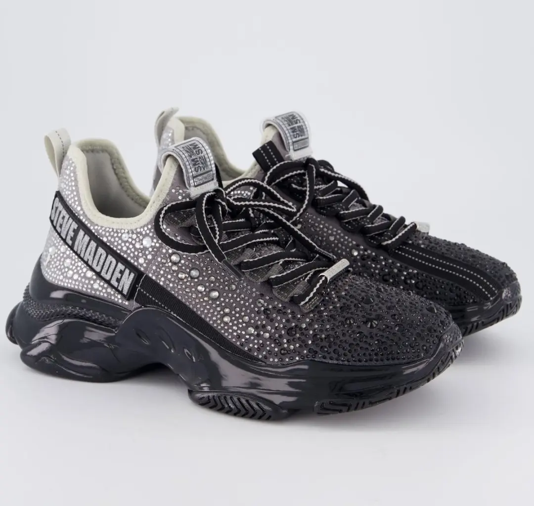 Steve Madden Mistica Dames Sneaker - Zwart/Zilver 40