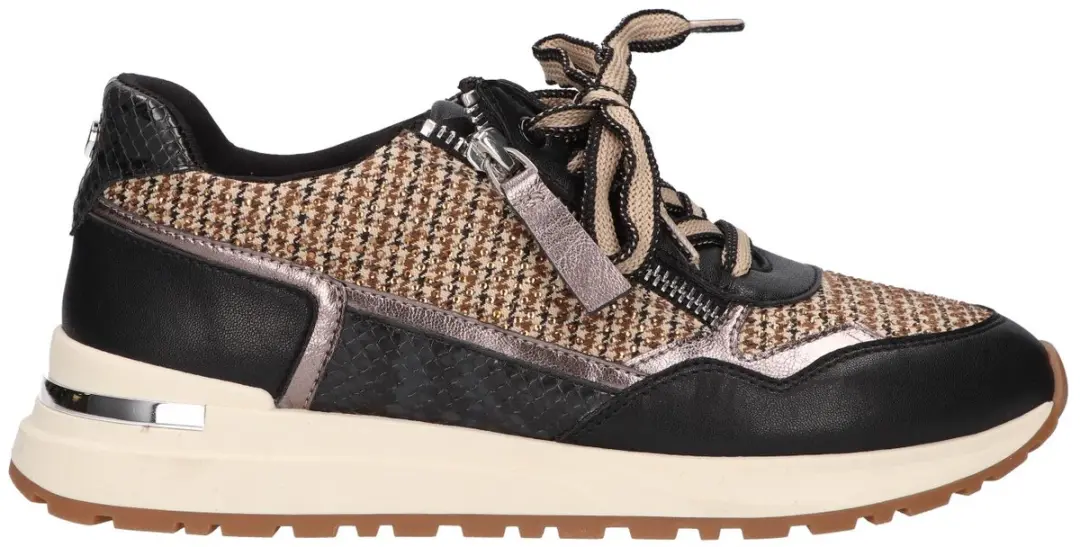 La Strada Sneaker Zwart Beige Textiel