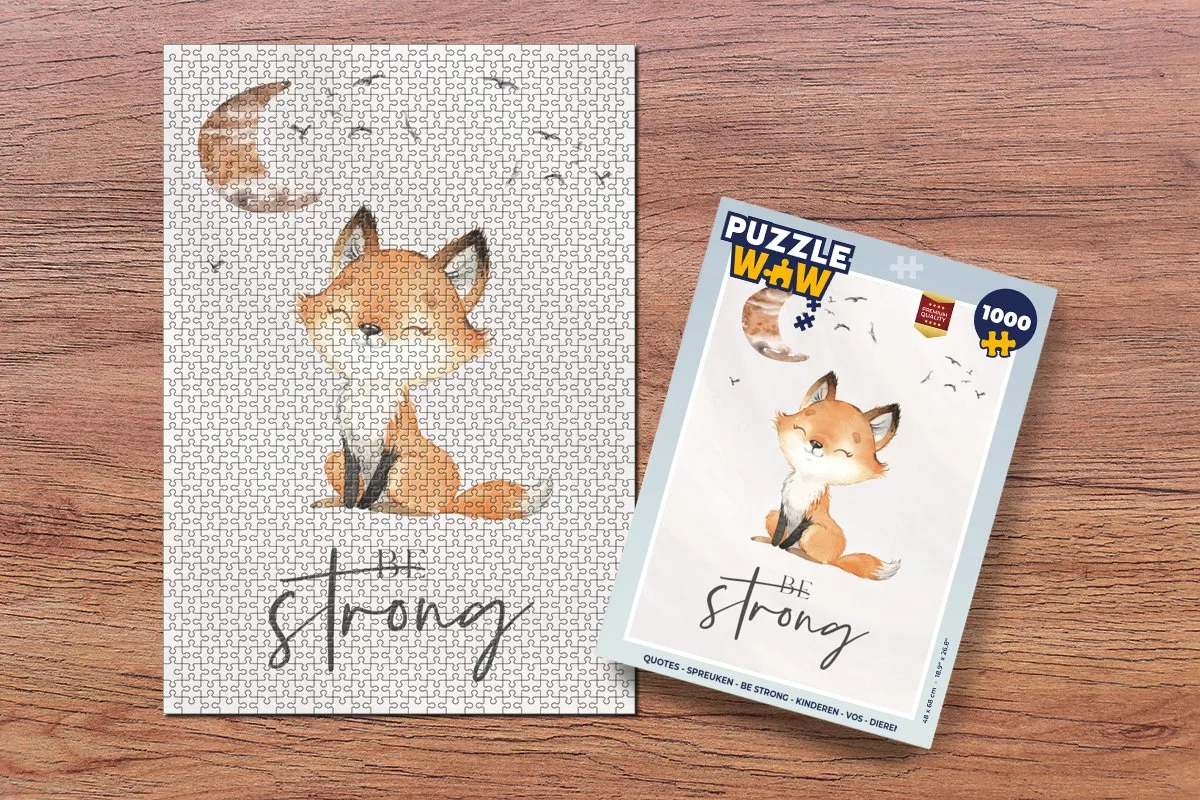 PuzzleWow Quotes Waterverf Be Strong Legpuzzel 1000 Stuks - Vos - Multicolor