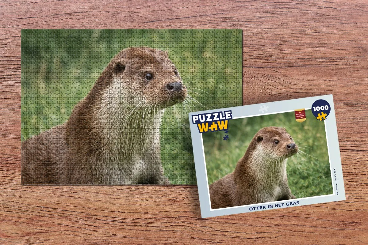 PuzzleWow Legpuzzel Otter in het gras 1000 Stuks - Multicolor