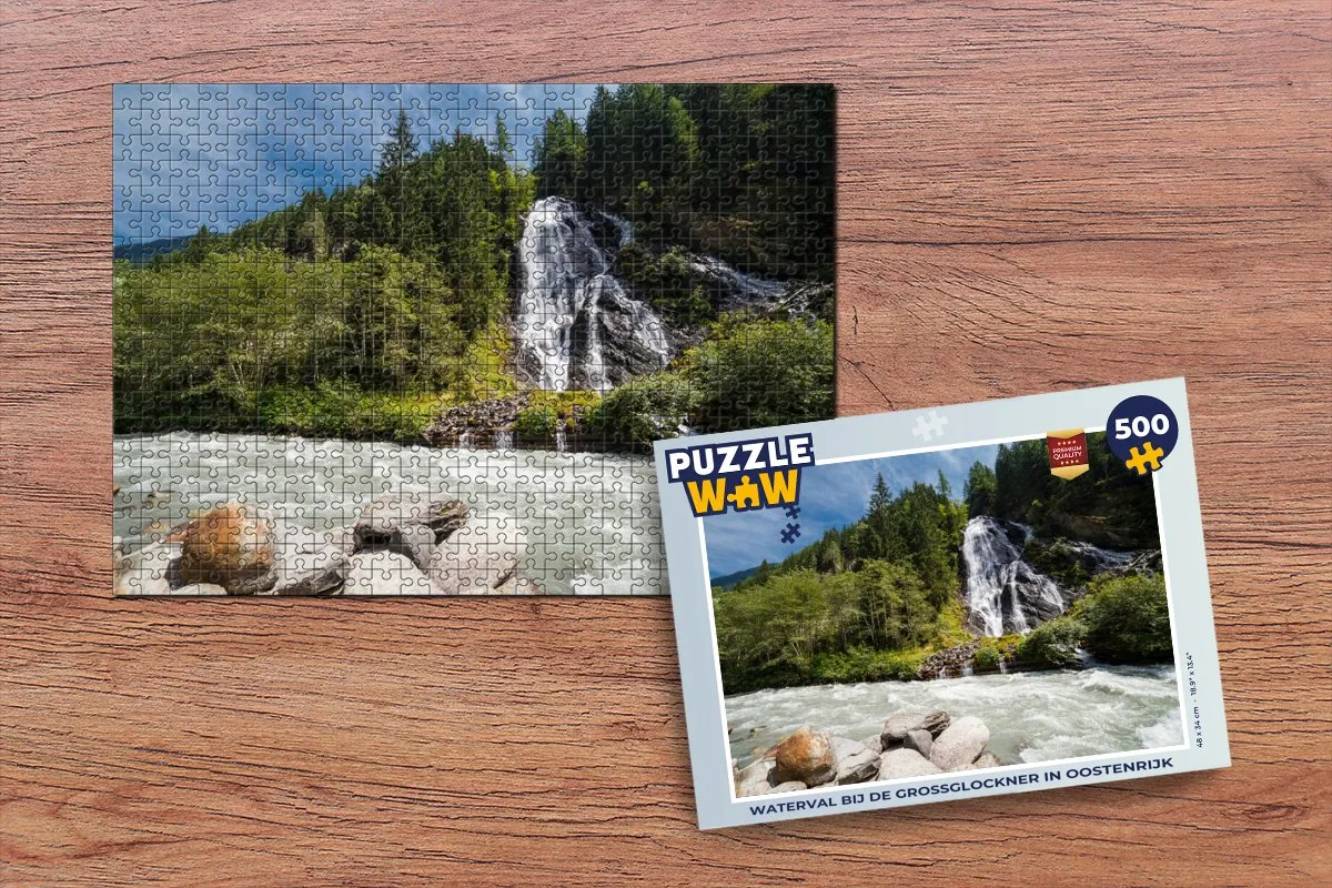 PuzzleWow Legpuzzel Waterval Grossglockner Oostenrijk 500 Stuks - Multicolor