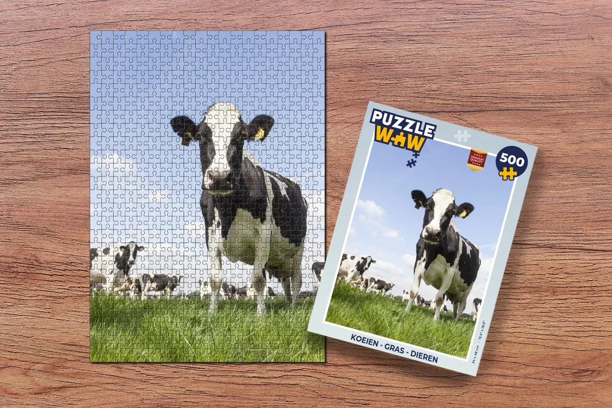PuzzleWow Legpuzzel Koeien & Boerderij 500 Stuks - Multicolor