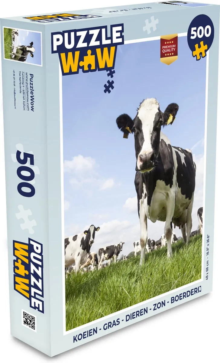 PuzzleWow Legpuzzel Koeien & Boerderij 500 Stuks - Multicolor