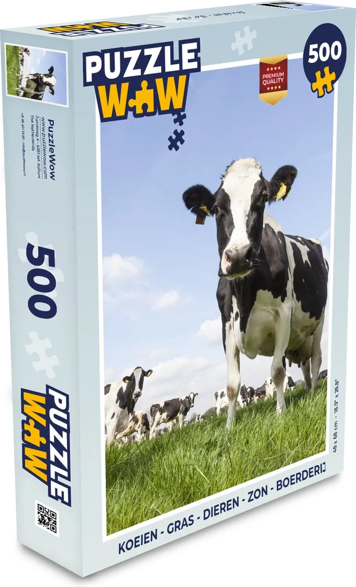 PuzzleWow Legpuzzel Koeien & Boerderij 500 Stuks - Multicolor