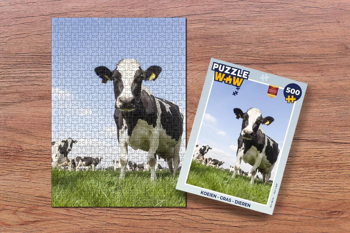 PuzzleWow Legpuzzel Koeien & Boerderij 500 Stuks - Multicolor
