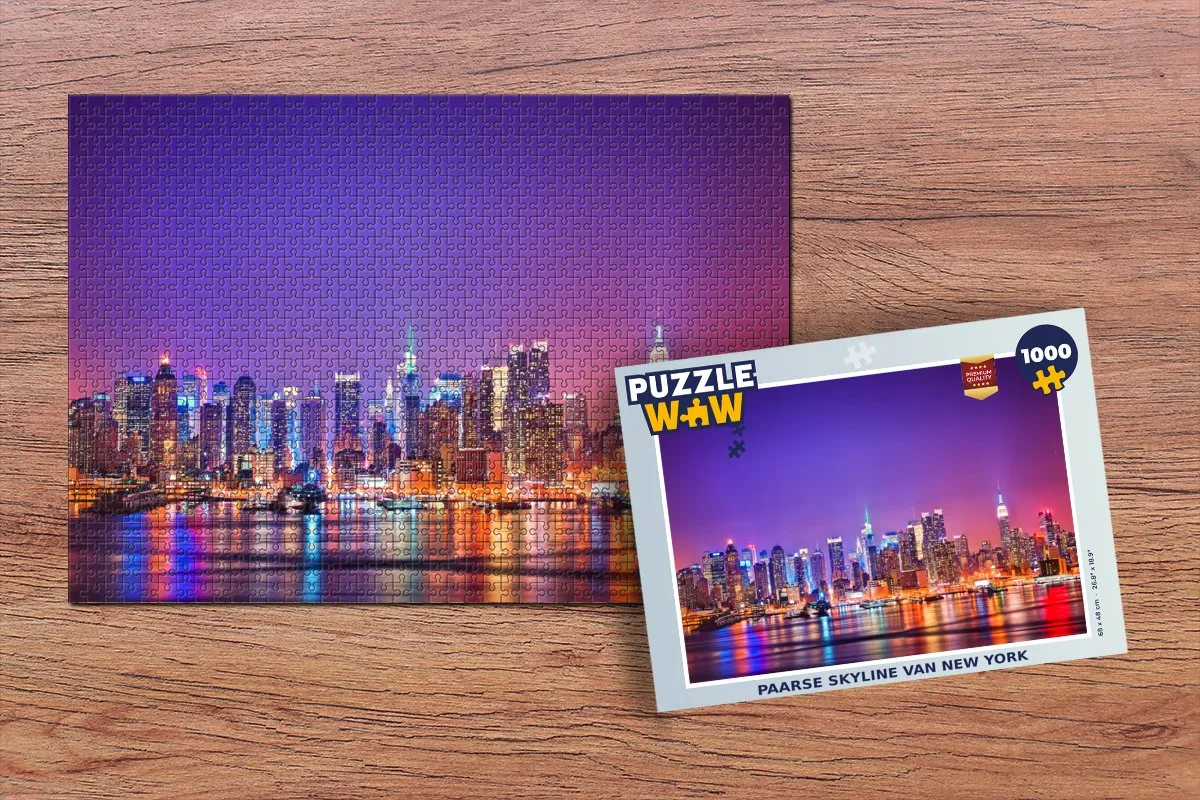 PuzzleWow New York Skyline Legpuzzel 1000 Stuks - Paars