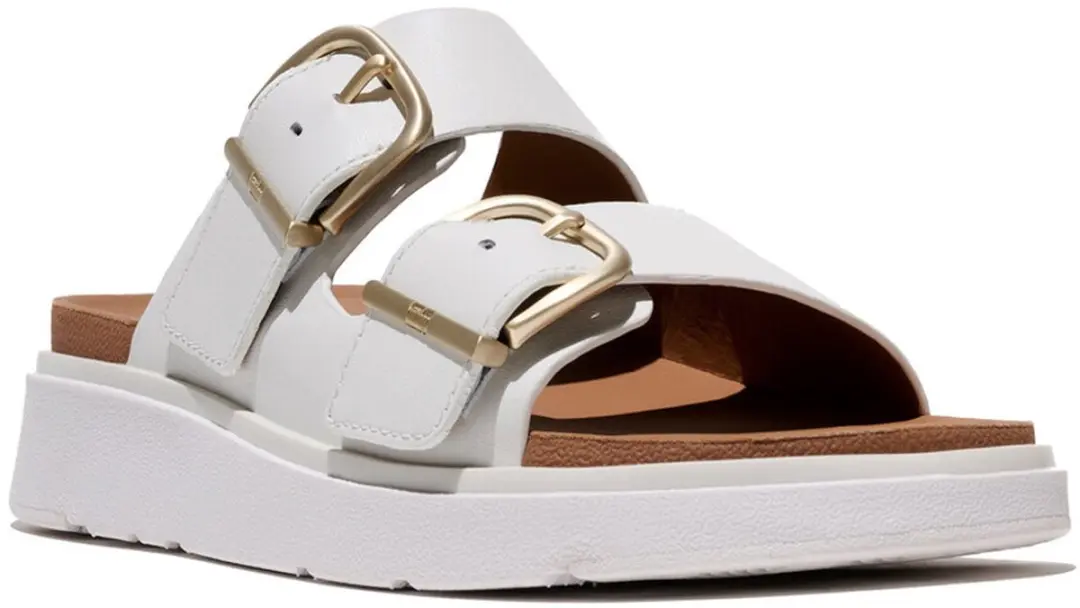 FitFlop FitFlop Gen-FF Buckle Two-Bar Leather Slides WIT