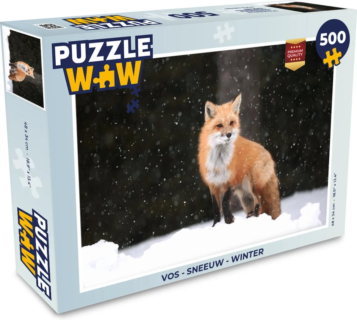 PuzzleWow Vos Sneeuw Legpuzzel 500 Stuks - Multicolor