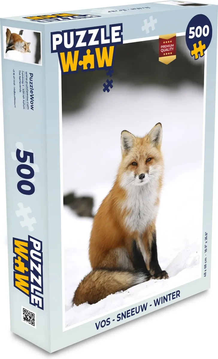 PuzzleWow Vos Sneeuw Legpuzzel 500 Stuks - Multicolor