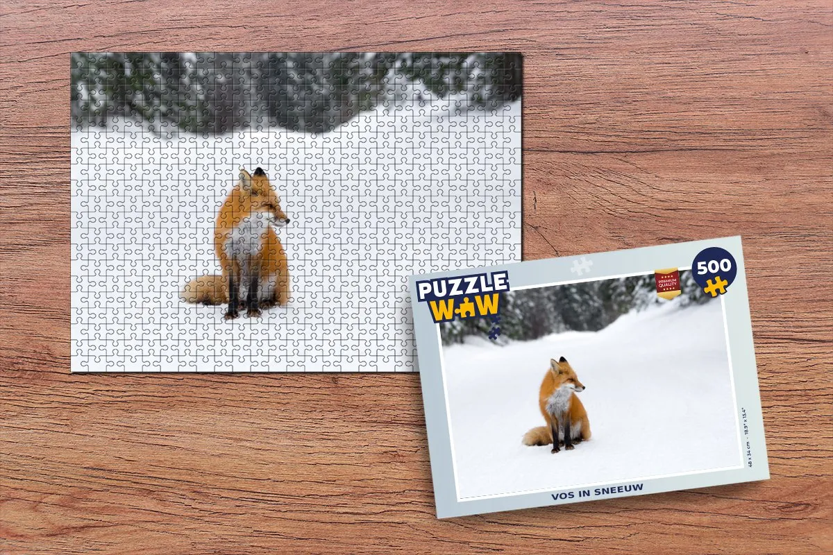 PuzzleWow Vos Sneeuw Legpuzzel 500 Stuks - Multicolor