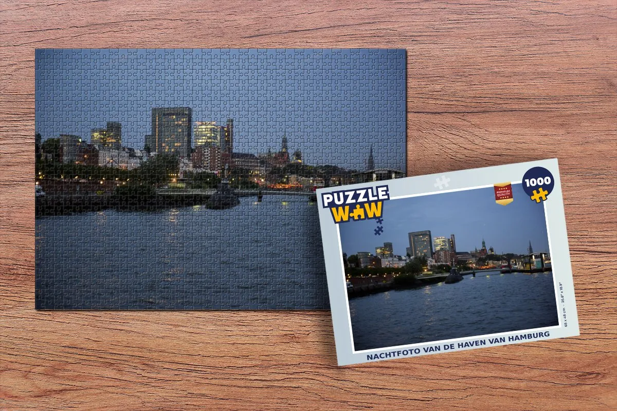 PuzzleWow Hamburg Stad Haven Legpuzzel 1000 Stuks - Multicolor