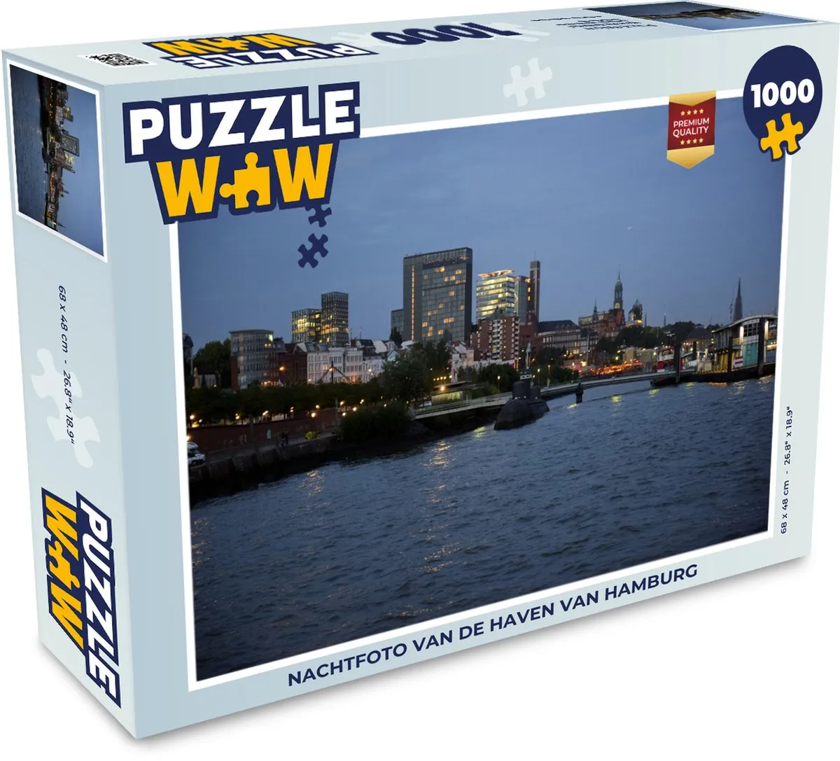 PuzzleWow Hamburg Stad Haven Legpuzzel 1000 Stuks - Multicolor