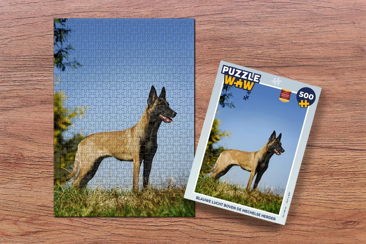 PuzzleWow Legpuzzel Blauwe lucht boven de Mechelse herder 500 Stuks - Multicolor