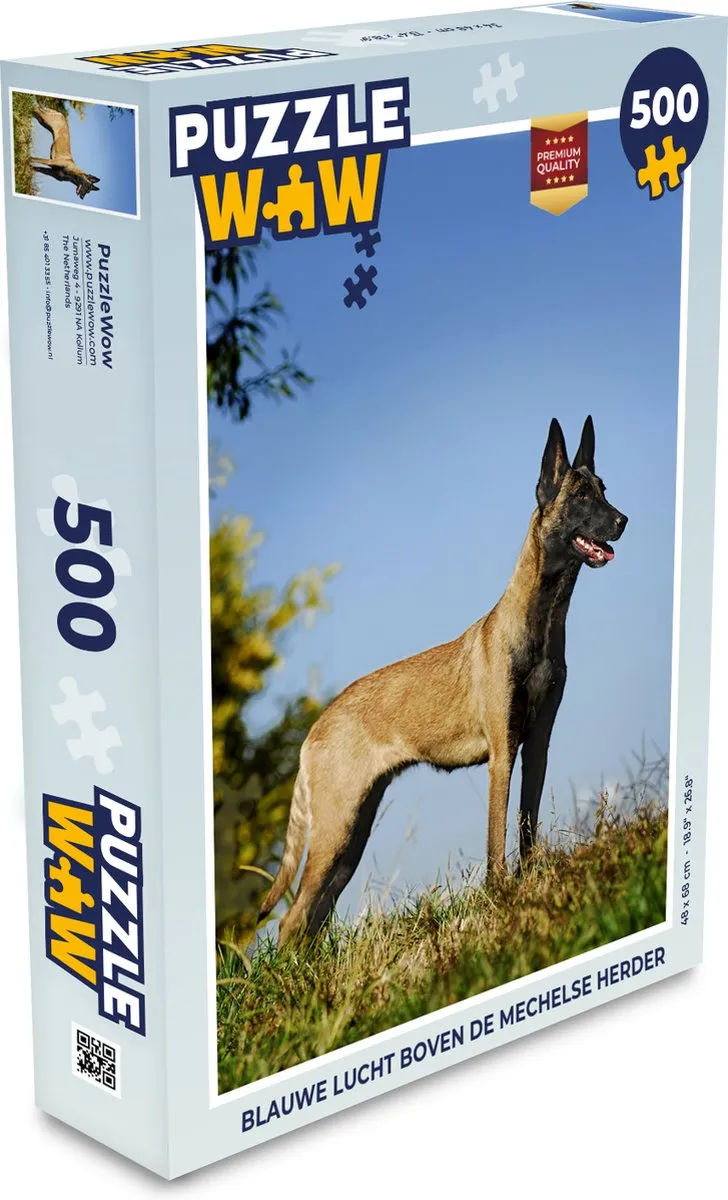 PuzzleWow Legpuzzel Blauwe lucht boven de Mechelse herder 500 Stuks - Multicolor