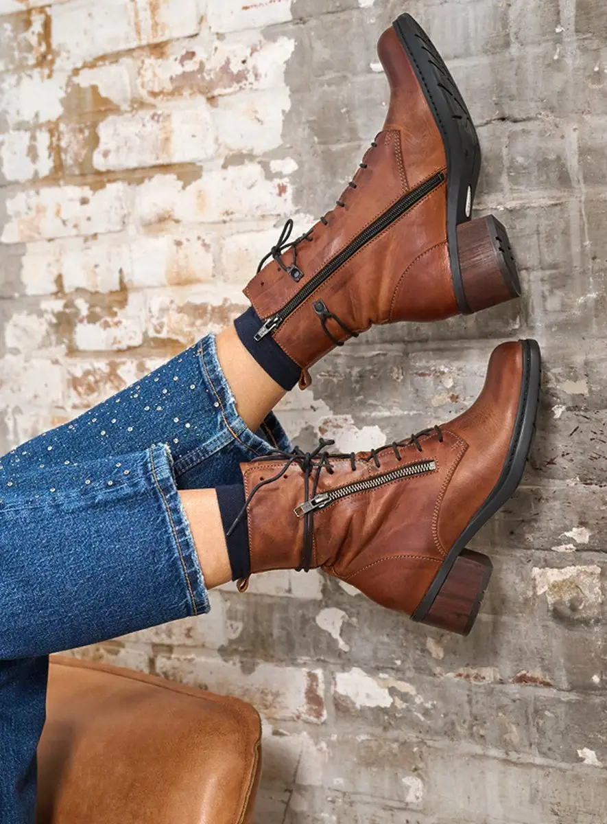 Wolky Rimbley Laarzen - Cognac Leer