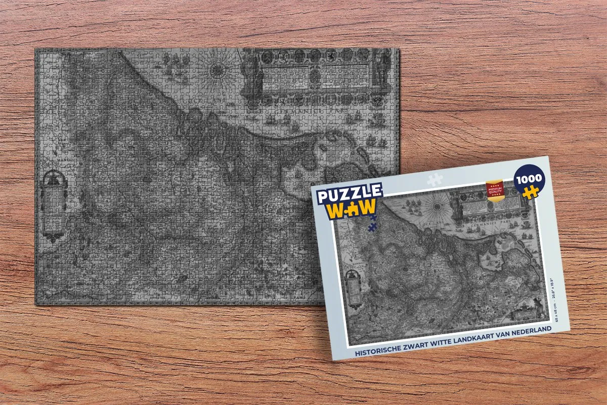 PuzzleWow Historische Landkaart Nederland Puzzel 1000 Stuks - Multicolor