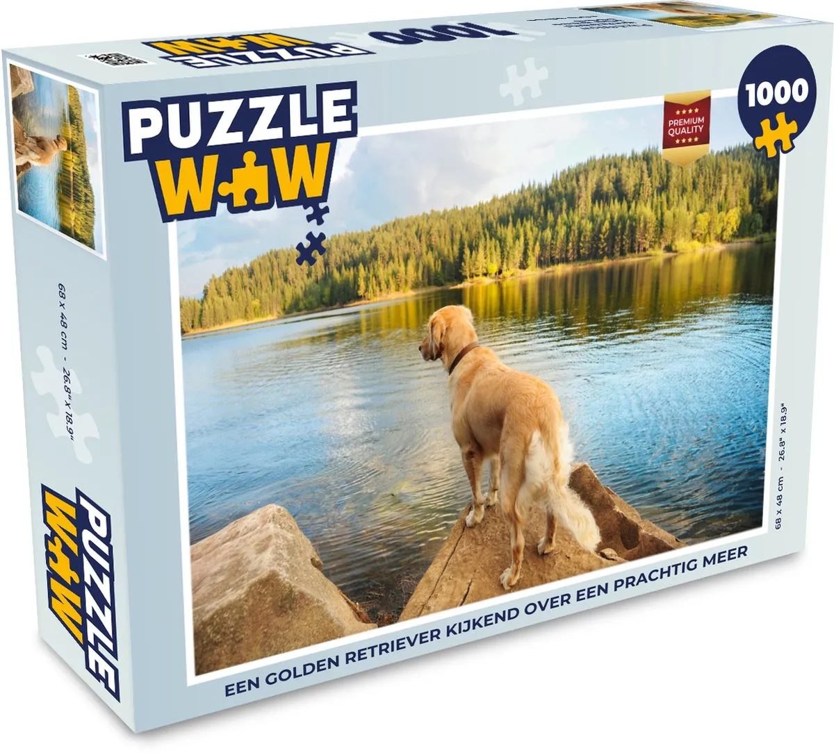 PuzzleWow Legpuzzel Golden Retriever Meer 1000 Stuks - Multicolor