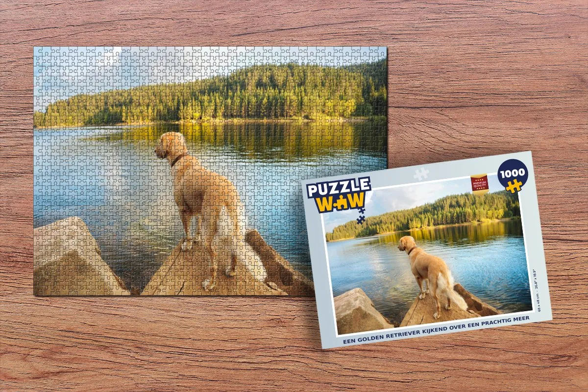PuzzleWow Legpuzzel Golden Retriever Meer 1000 Stuks - Multicolor