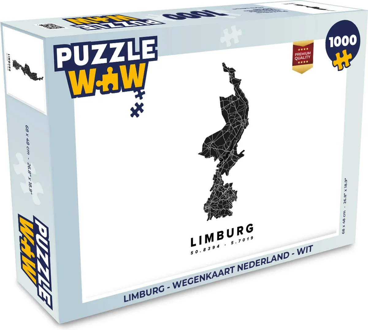 PuzzleWow Limburg Wegenkaart Nederland Puzzel 1000 Stuks