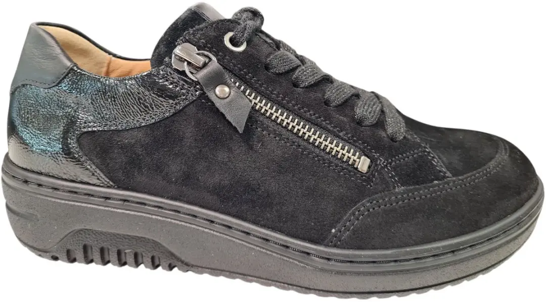 Hartjes 162.1703/36 01.01 Soul Sneakers Zwart Suede Dames Breedtemaat K