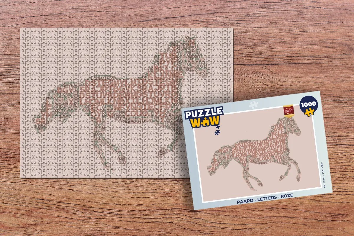 PuzzleWow Paard Letters Puzzel 1000 Stuks - Multicolor