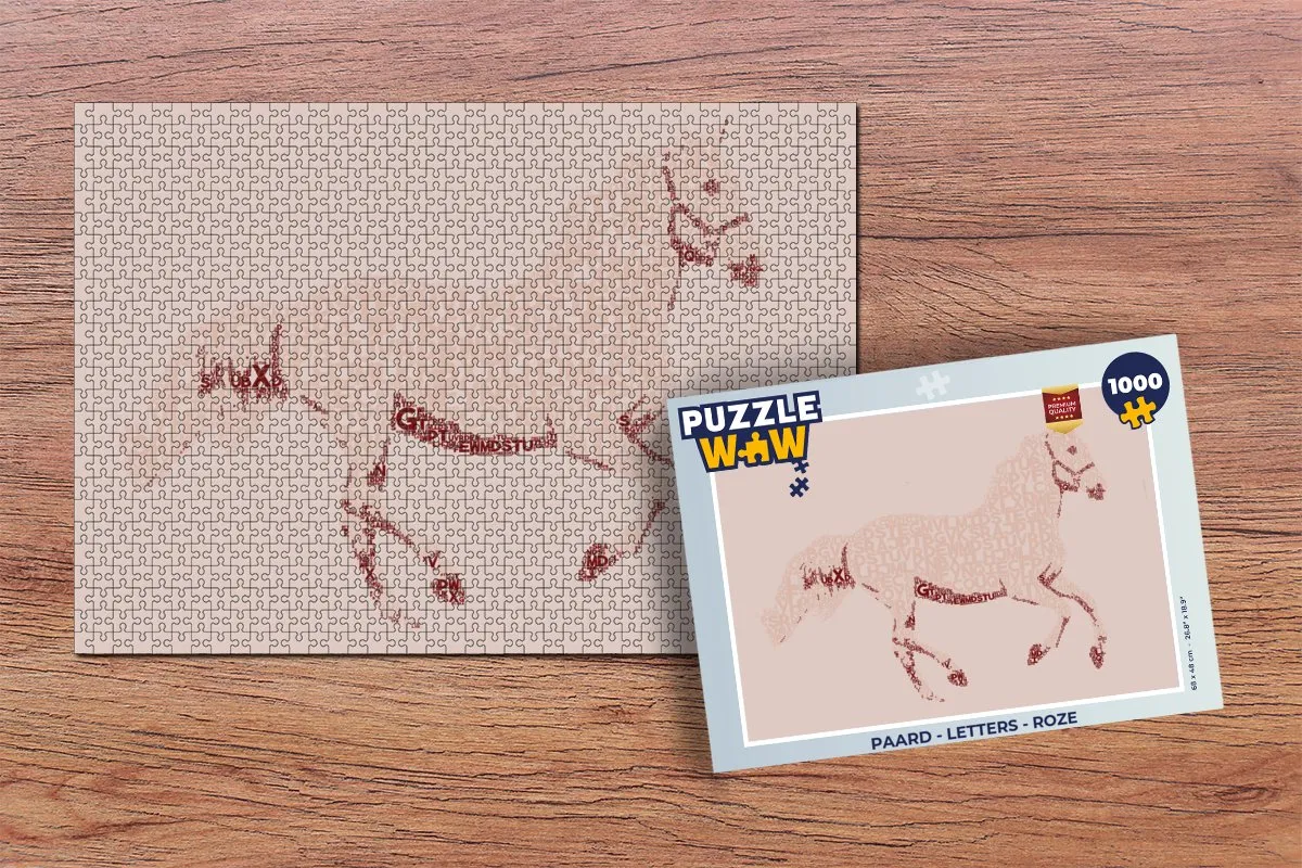 PuzzleWow Paard Letters Puzzel 1000 Stuks - Multicolor