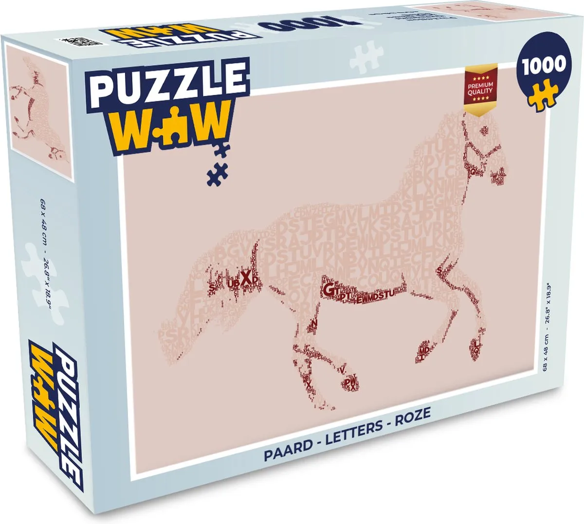 PuzzleWow Paard Letters Puzzel 1000 Stuks - Multicolor