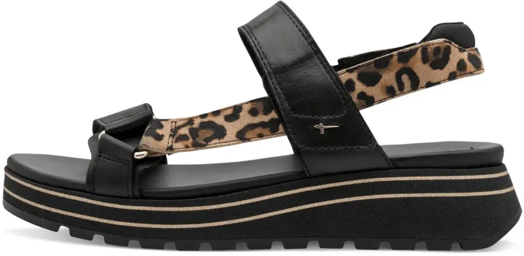 Tamaris Dames Sandalen 36 - Zwart/Leopard - afbeelding 2 van 3
