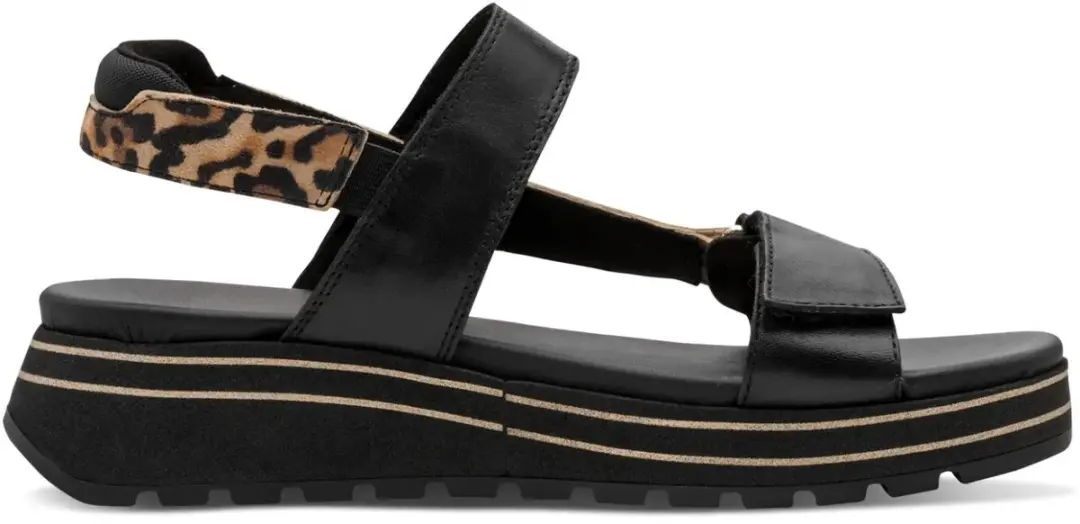 Tamaris Dames Sandalen 36 - Zwart/Leopard - afbeelding 3 van 3