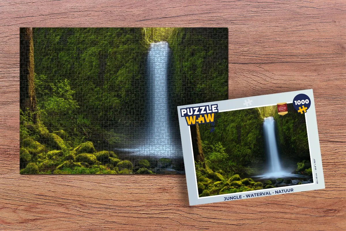 PuzzleWow Jungle Waterval Natuur Legpuzzel 1000 Stuks - Multicolor