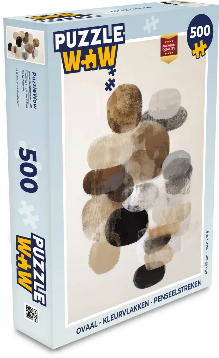 PuzzleWow Ovaal Legpuzzel 500 Stuks - Kleurvlakken Penseelstreken