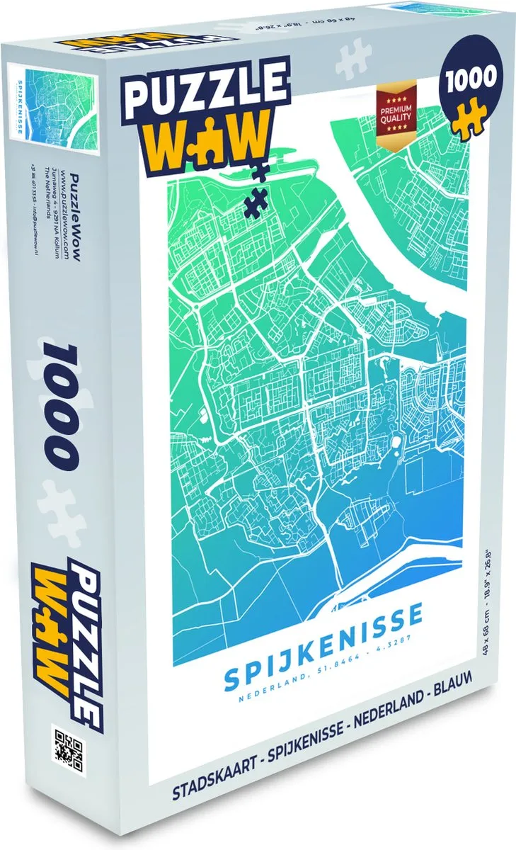 PuzzleWow Stadskaart Spijkenisse Nederland - 1000 Stuks