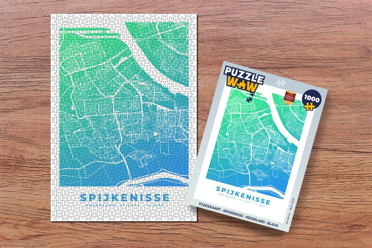 PuzzleWow Stadskaart Spijkenisse Nederland - 1000 Stuks