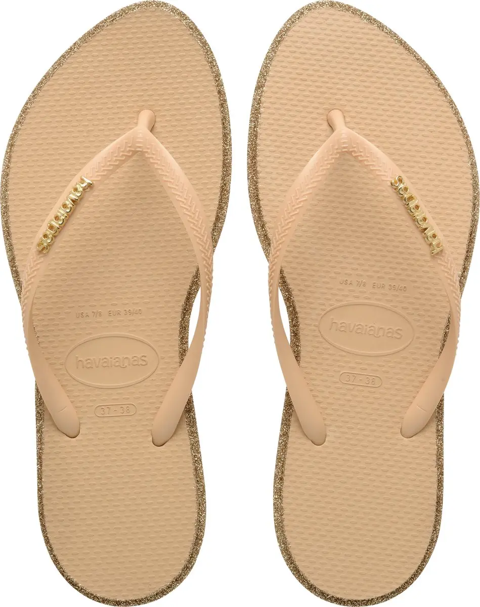 Havaianas HAV. SLIM POINT GLITTER Donkerbruin/Goud Dames Slippers