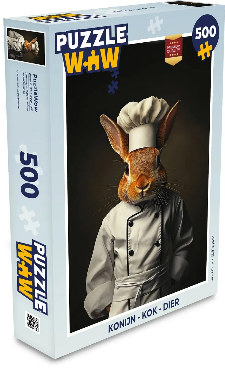 PuzzleWow Konijn - Kok Legpuzzel 500 Stuks - 8721169398709