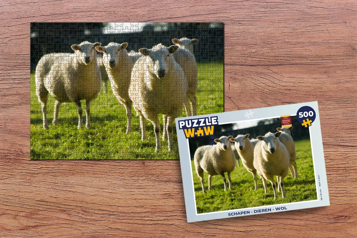 PuzzleWow Schapen Wol Dieren Legpuzzel 500 Stuks - Multicolor