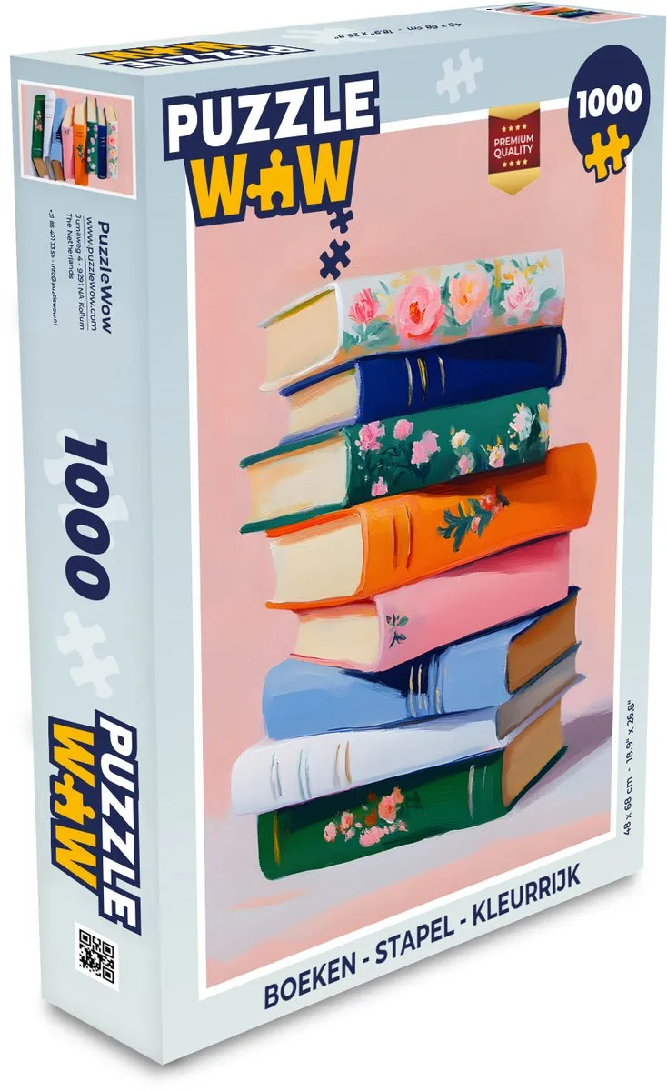 PuzzleWow Legpuzzel 1000 Stuks - Kleurrijk Boekenstapel