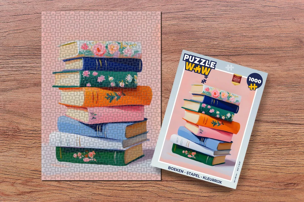 PuzzleWow Legpuzzel 1000 Stuks - Kleurrijk Boekenstapel