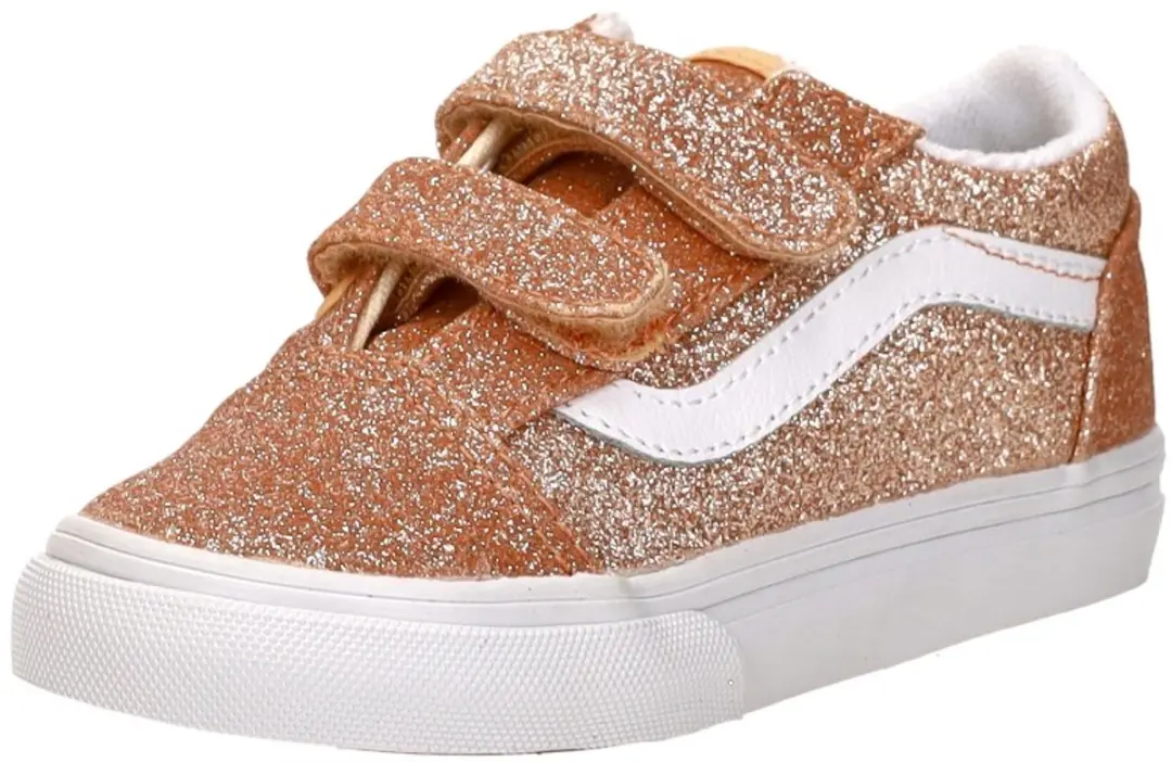 Vans Old Skool V Glitter Sneakers - Maat 20 - Oranje/Wit - afbeelding 5 van 6