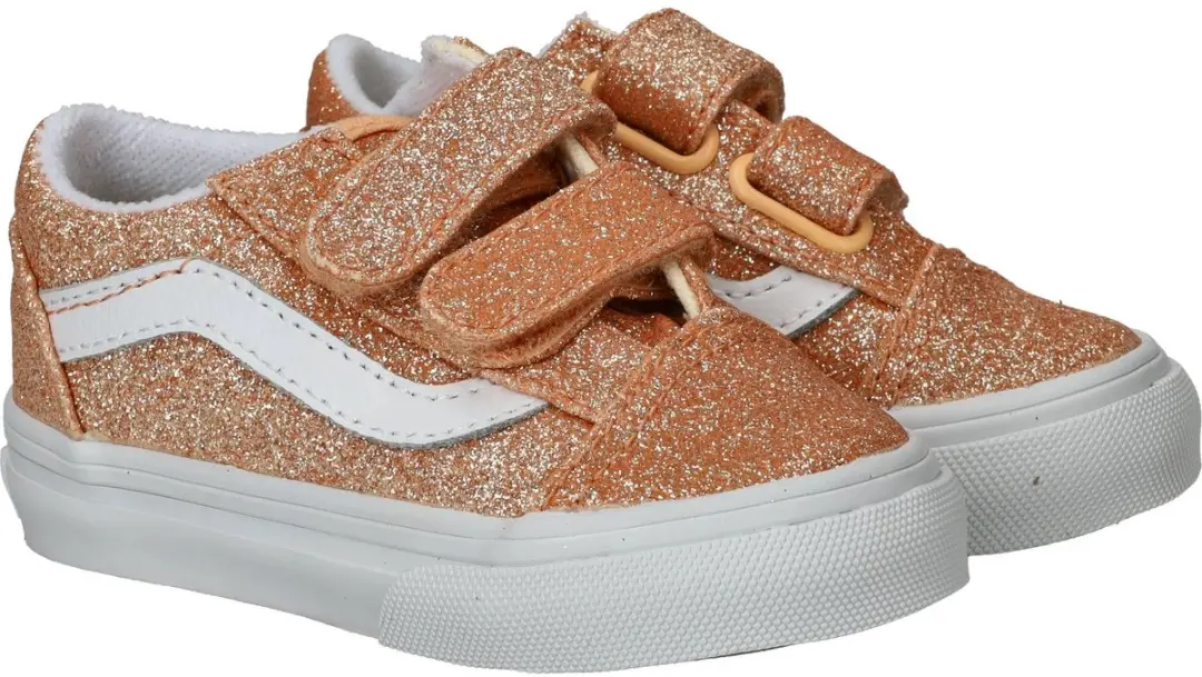 Vans Old Skool V Glitter Sneakers - Maat 20 - Oranje/Wit - afbeelding 4 van 6