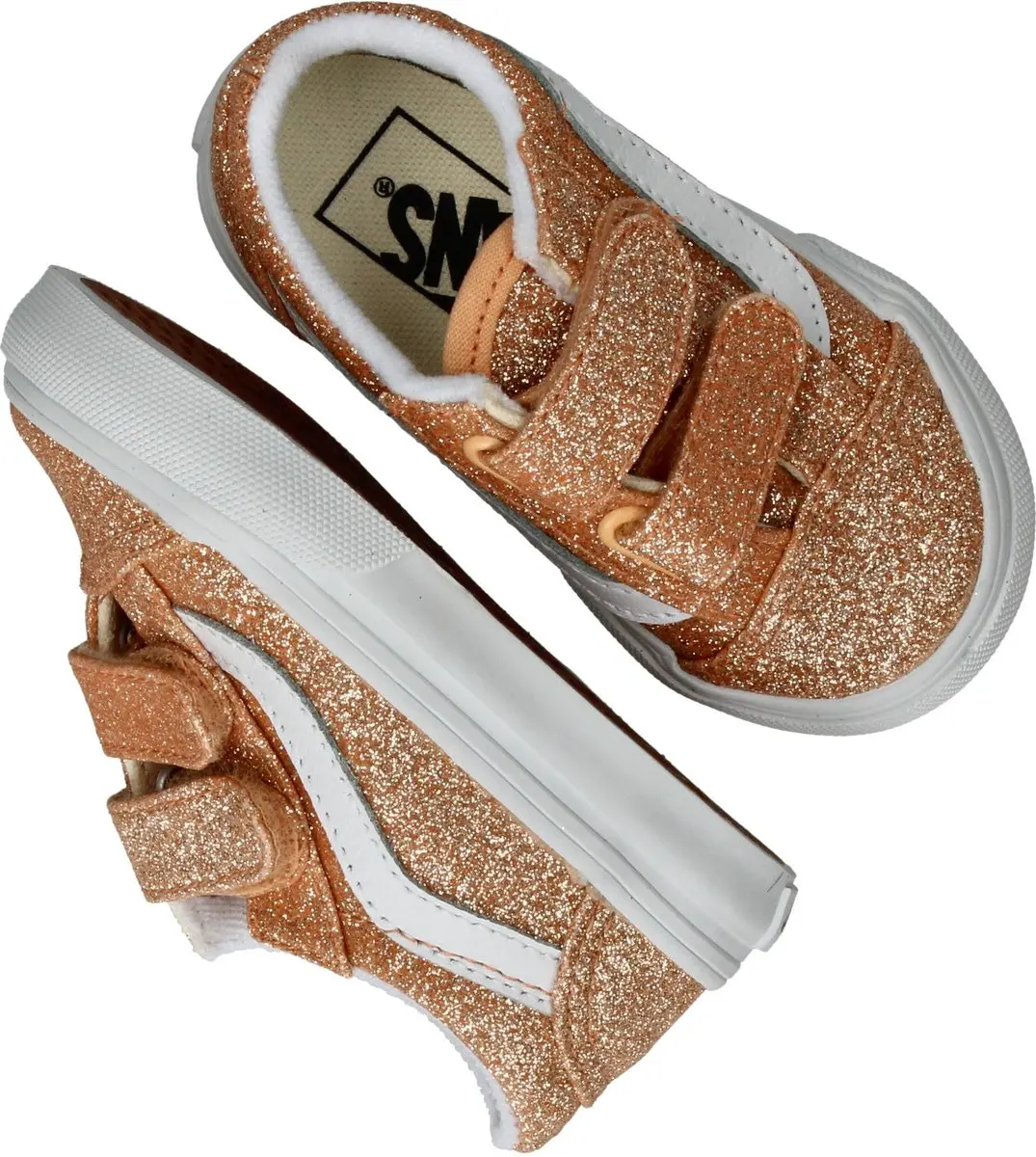 Vans Old Skool V Glitter Sneakers - Maat 20 - Oranje/Wit - afbeelding 6 van 6
