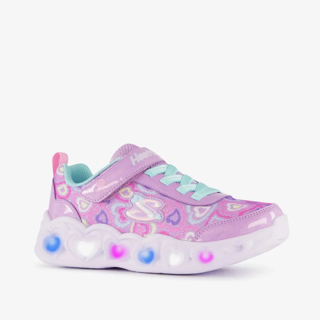 Skechers Heart Lights meisjes sneakers met lichtjes in pastelkleuren