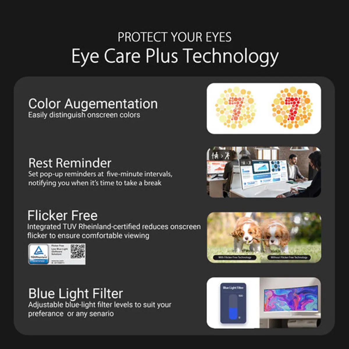 ASUS EyeCare VU34WCIP-W Ultrawide Monitor 34" - QHD 100Hz - USB-C 65W