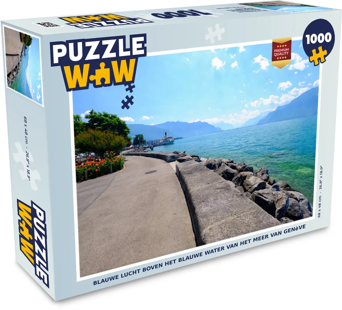 PuzzleWow Legpuzzel Meer van Genève - 1000 Stuks - Multicolor