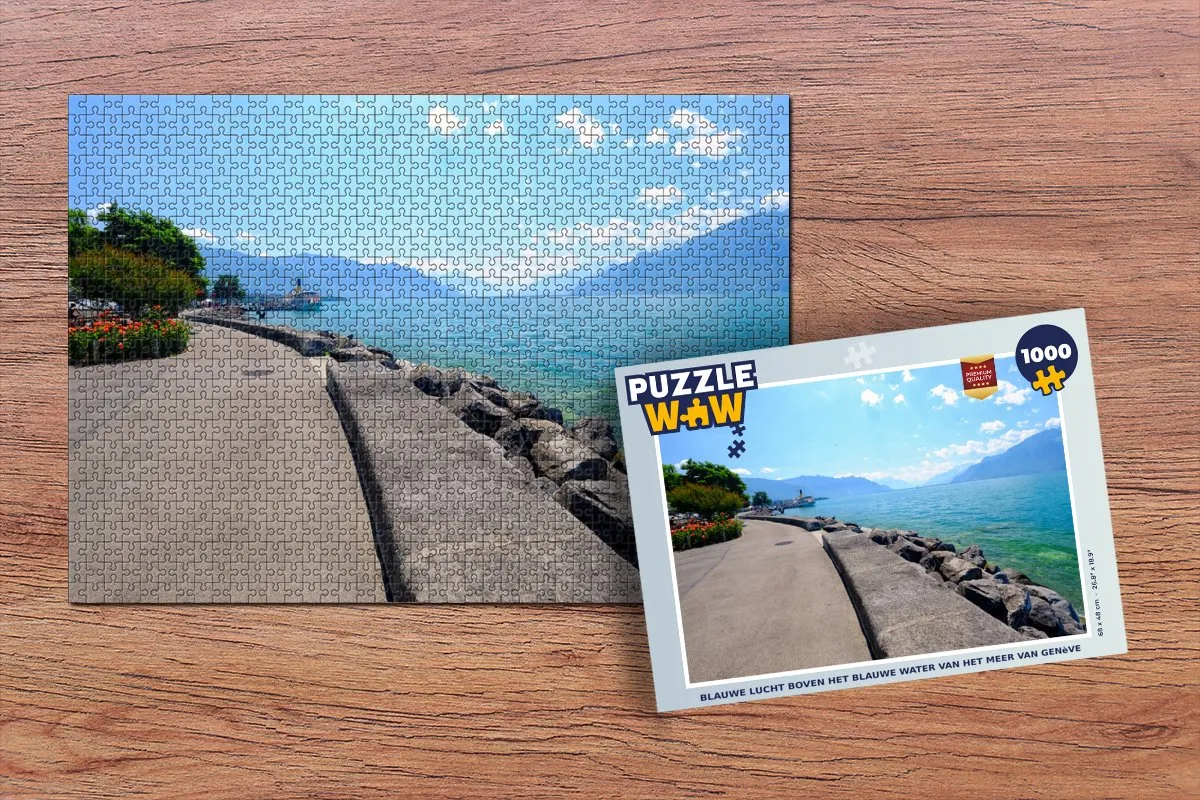 PuzzleWow Legpuzzel Meer van Genève - 1000 Stuks - Multicolor