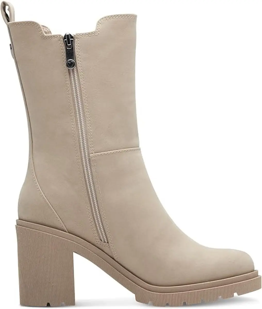 Marco Tozzi 2-25445-41 349 kleur Taupe Nubuck Chelsea Halfhoge laars met blokhak